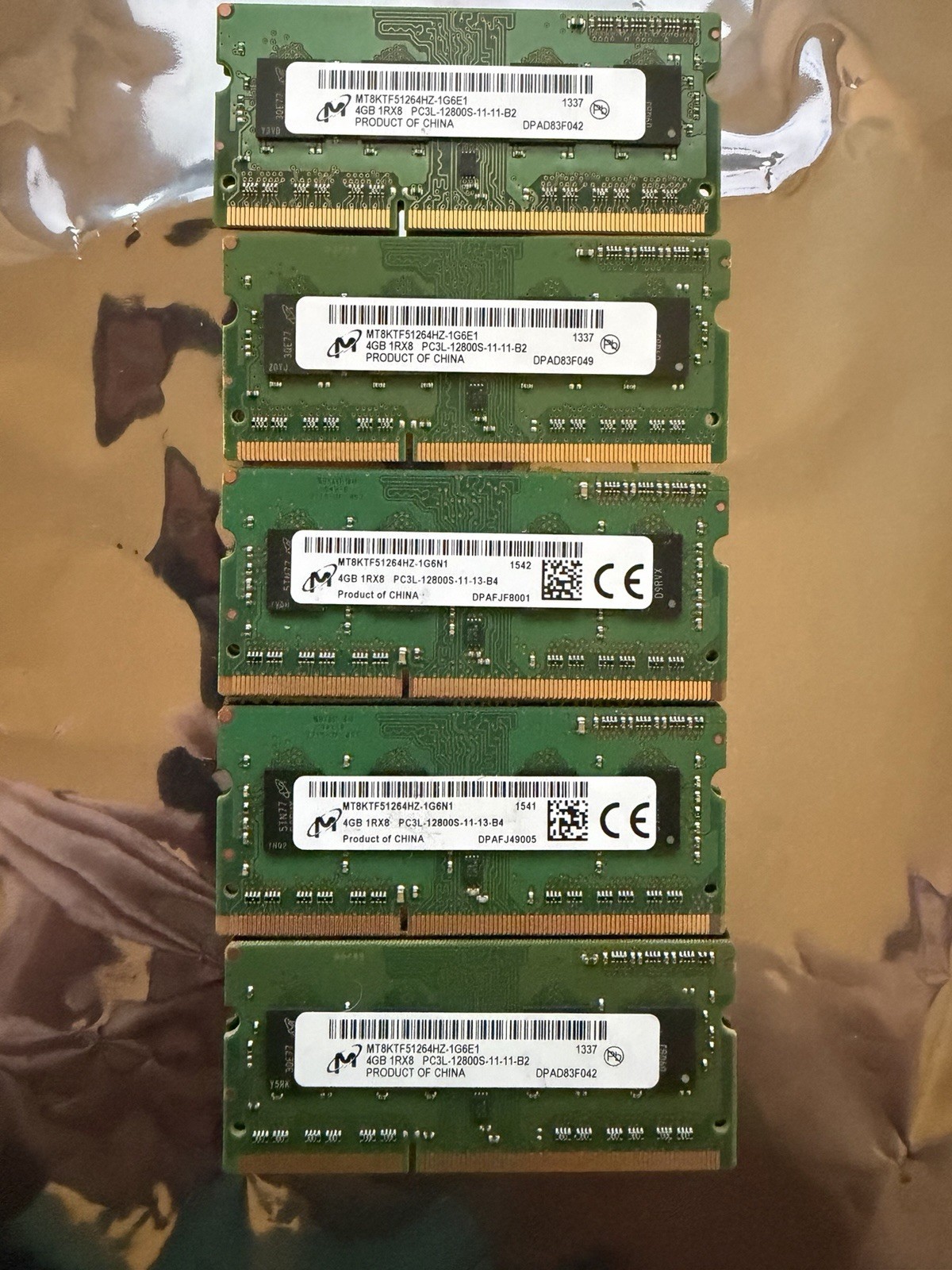 Micron 4GB 1Rx8 PC3L-12800S DDR3L 1600MHz SODIMM Laptop RAM - 5 Modules