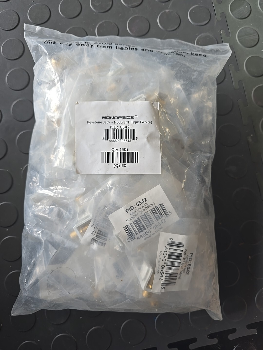 F Type Keystone Jack Modular F-type White Gold Plated White Jack - PACK of 50