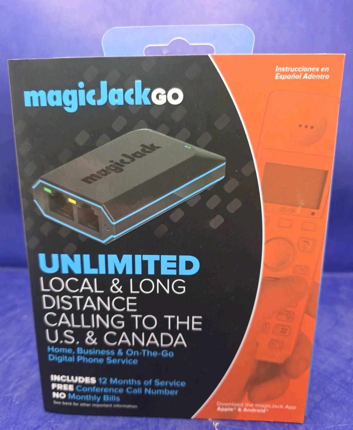 Magicjack Go Digital Phone Service Device Unlimited Calls for 12 Months