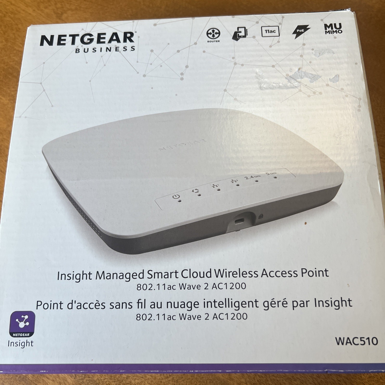 NETGEAR Insight Managed Smart Cloud Wirelesss Access Point WAC510 802.11ac POE