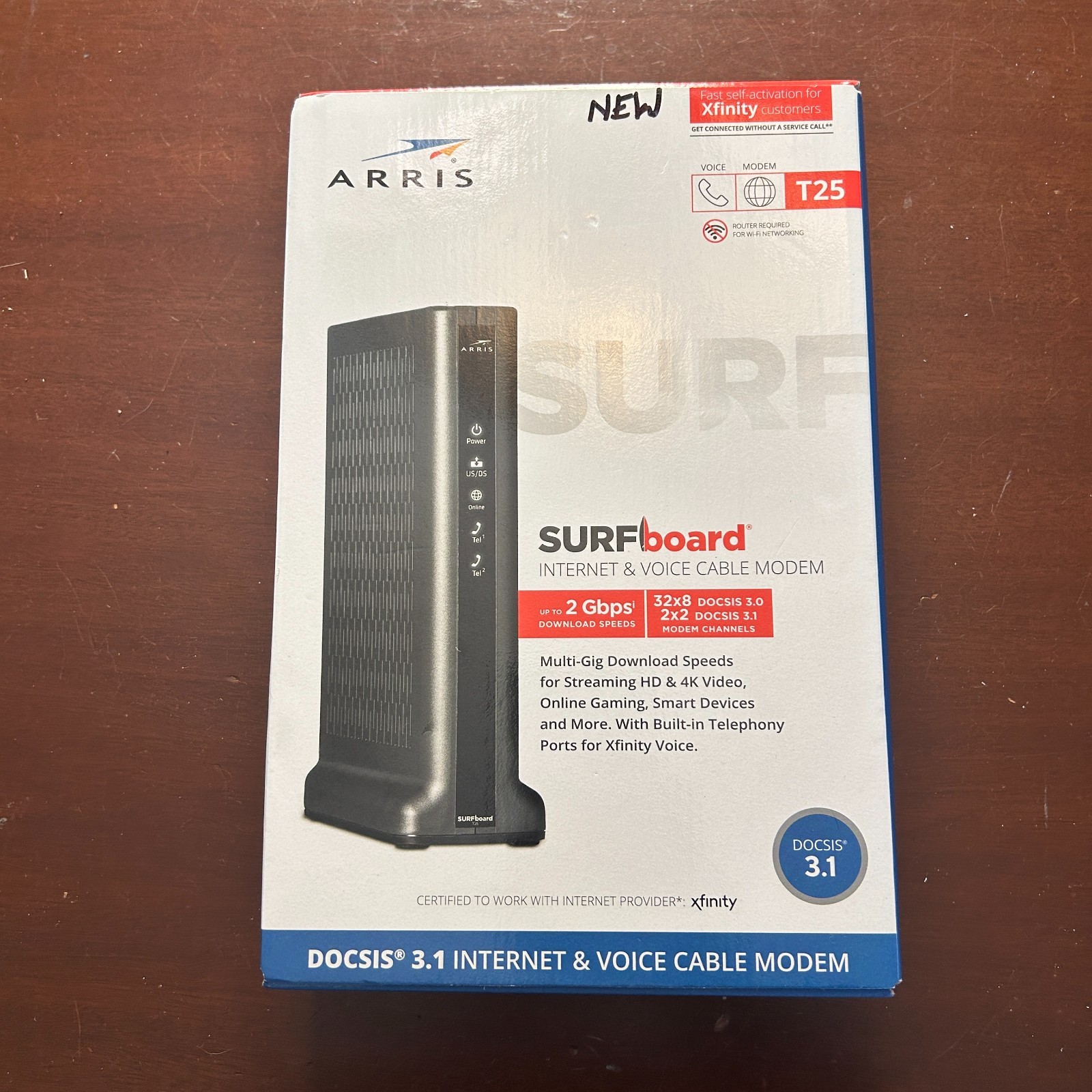 ARRIS Surfboard DOCSIS 3.1 Internet & Voice Cable Modem T25 Open Box Sealed Bag