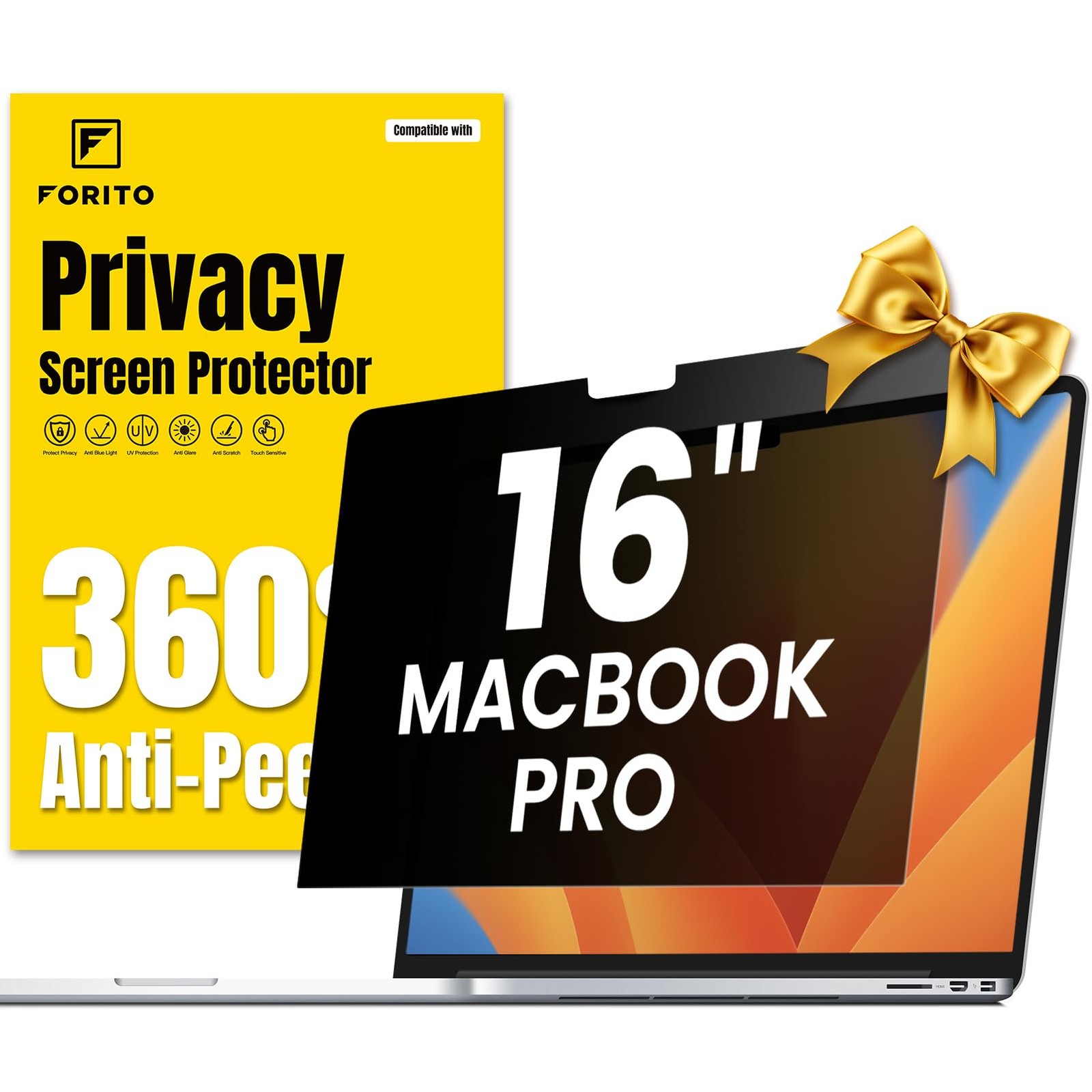 F FORITO 360° Privacy Screen Protector Compatible with MacBook Pro 16 inch 20...