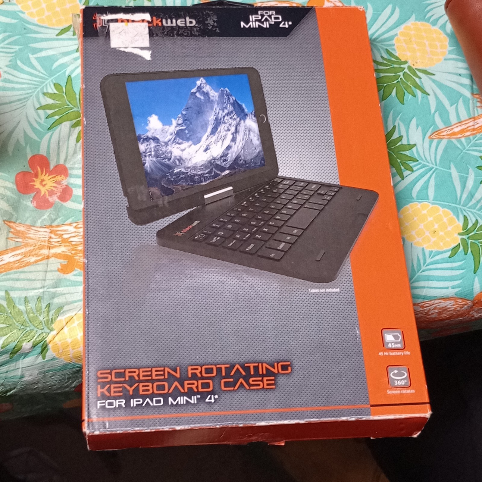Black Web Screen Rotating Keyboard Case For iPad mini 4 