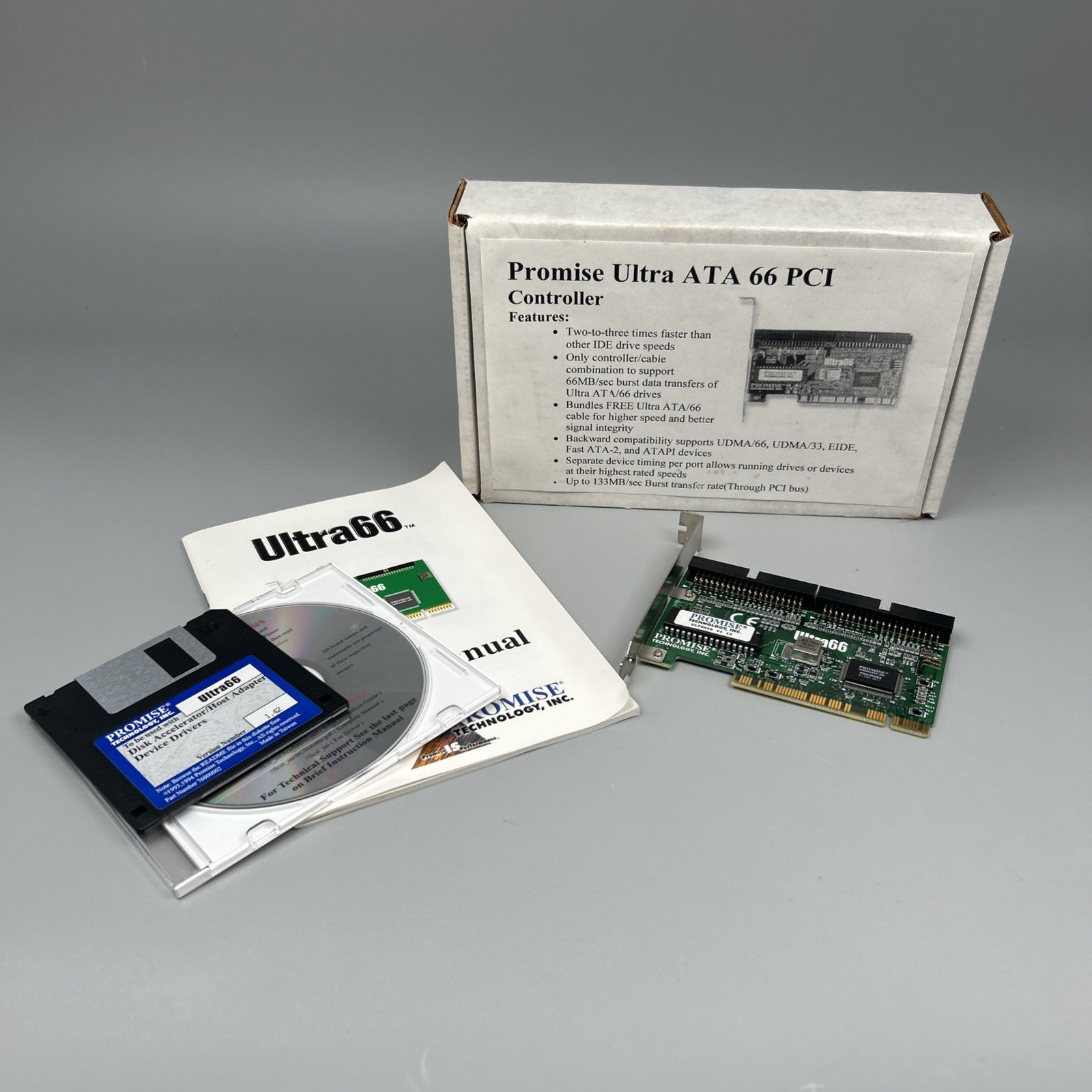 Promise Ultra66 PCI Ultra ATA/66 Controller Card w/ CD Manual Open Box