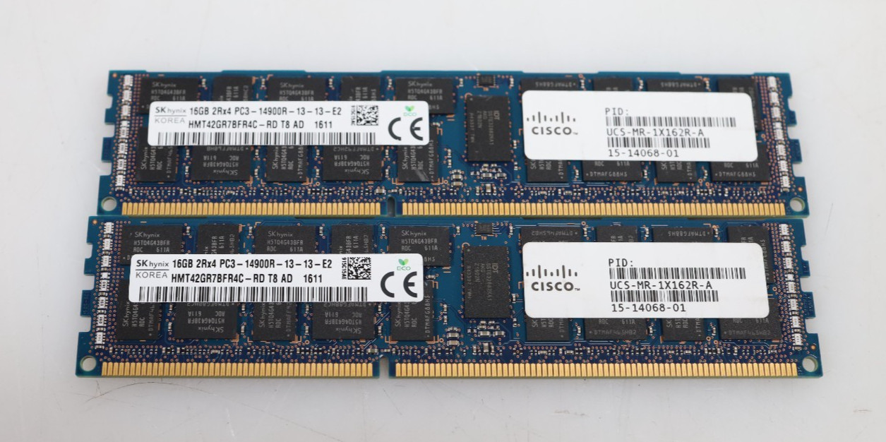 Lot 2x 16GB (32GB) SK Hynix HMT42GR7BFR4C-RD T8 AD PC3-14900R Server Memory