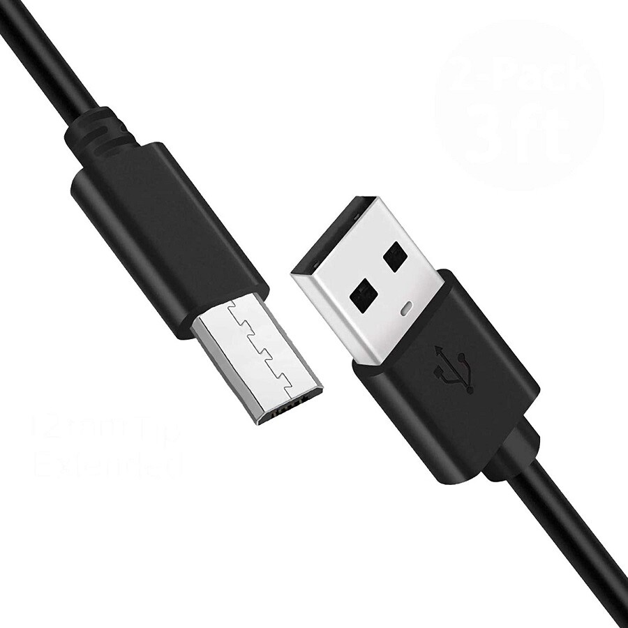 2x Micro USB Extra Long Plug Charger Cable for Samsung HTC Mobile Phone Black AU