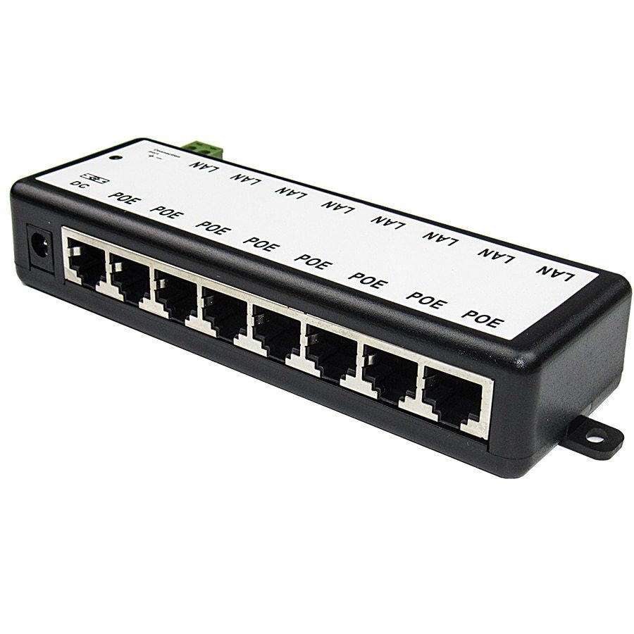 8 Ports Passive PoE Adapter Power Over Ethernet POE Injector IEEE802.3af/at