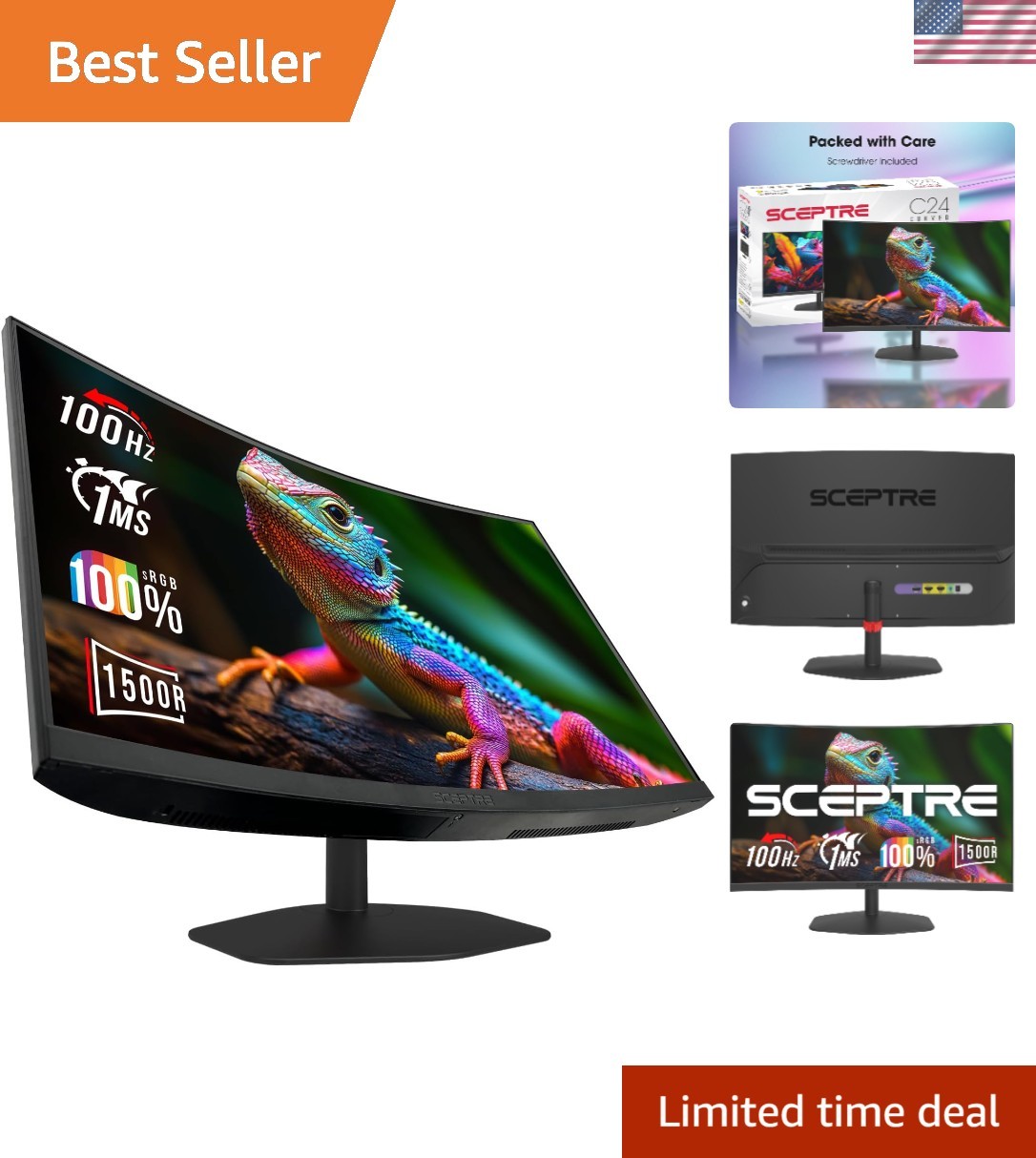 Immersive 24-Inch Curved Gaming Monitor with 100Hz Refresh & Built-In Speakers