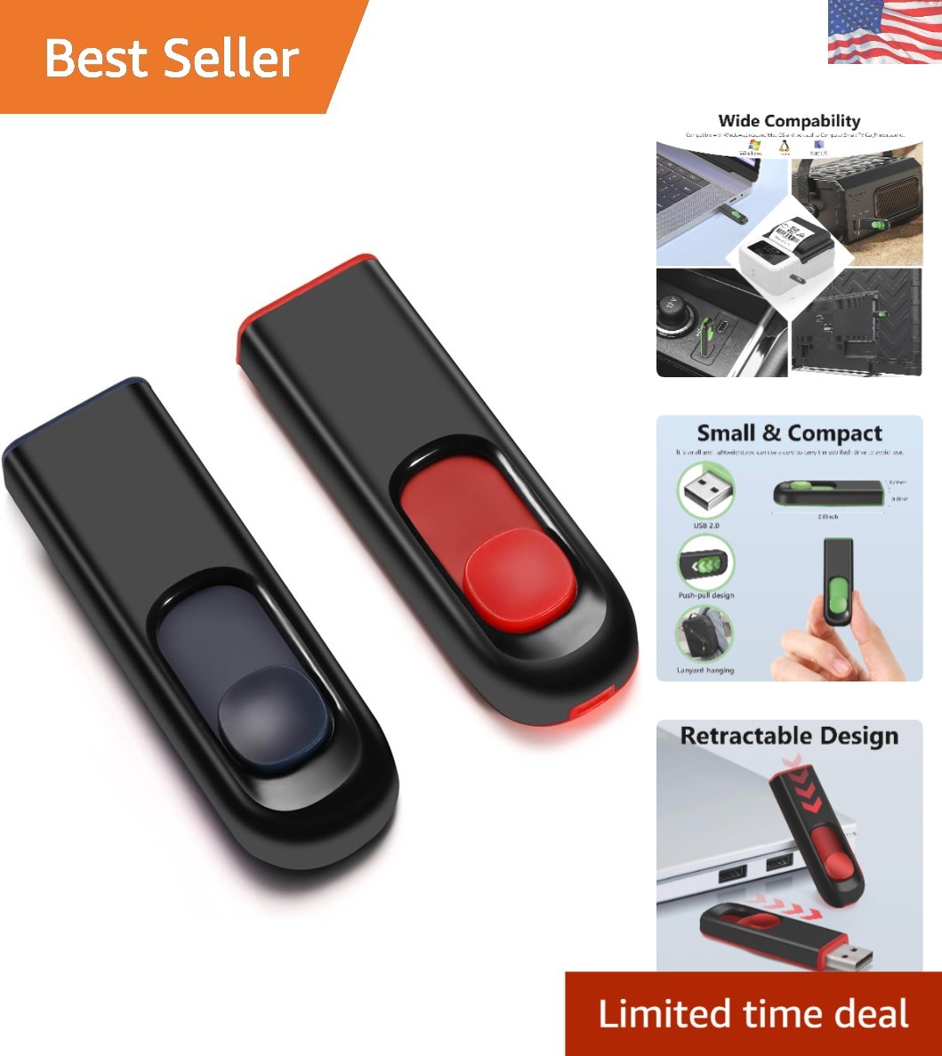 Versatile 64GB USB Flash Drive Bundle (Black & Red) for All Devices