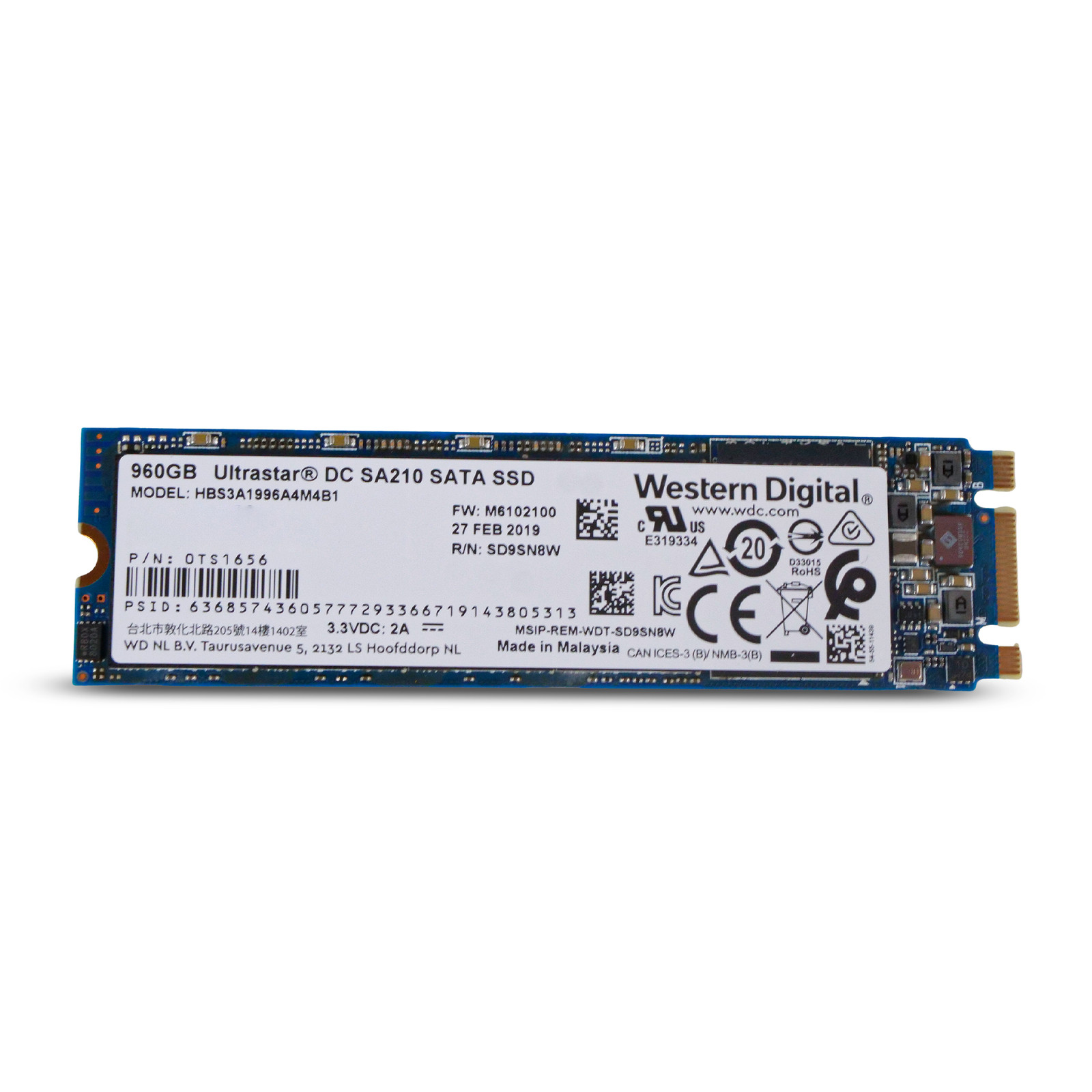 WD DC SA210 960GB HBS3A1996A4M4B1 0TS1656 SATA 6Gb/s 3D TLC M.2 2280 SSD