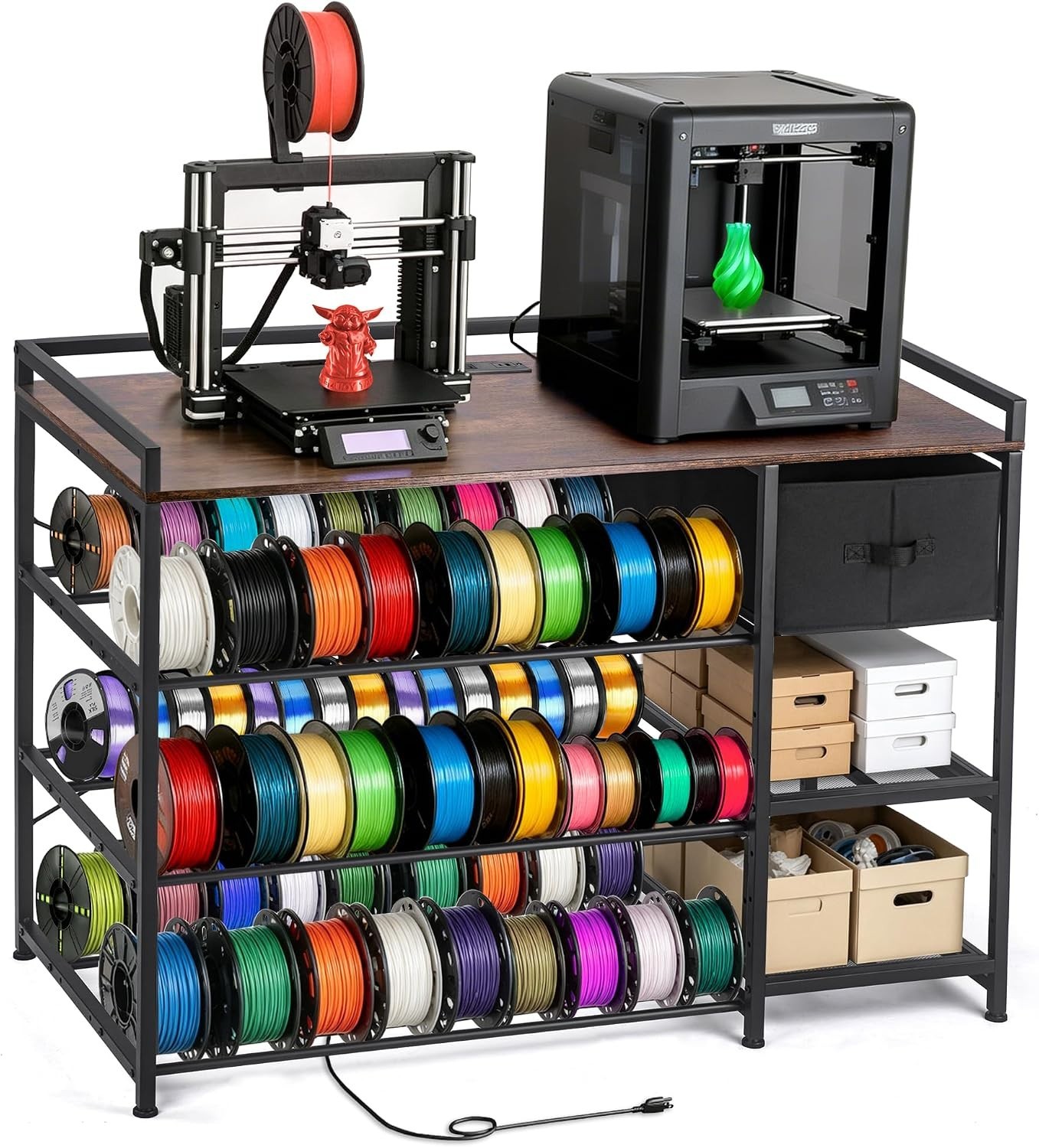 3D Printer Stand with Filament Storage, Heavy Duty Metal 3D Printing Table with 