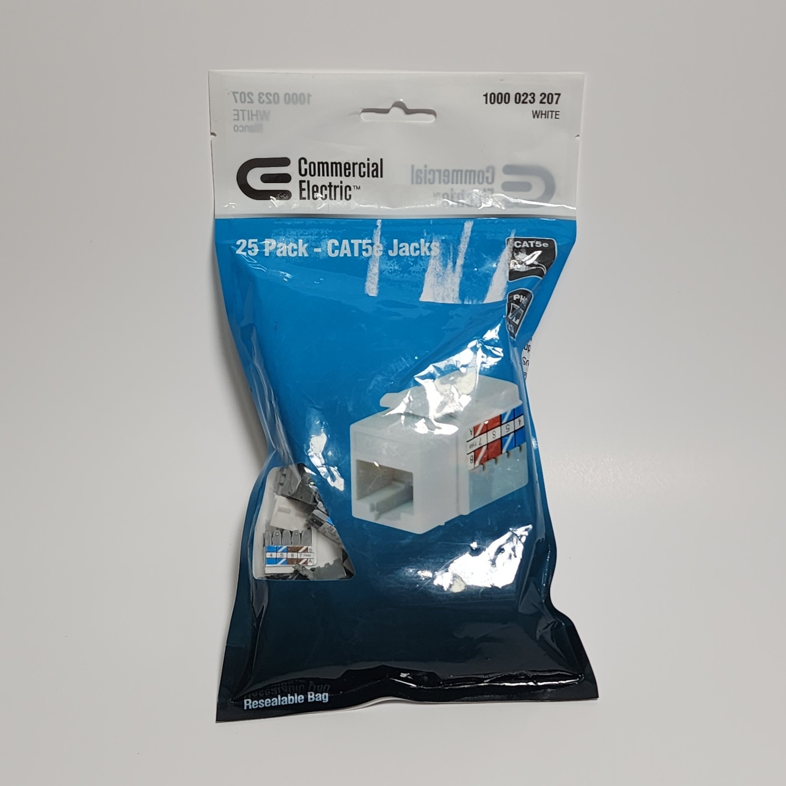 Commercial Electric Category 5e Jack - White (25-Pack)