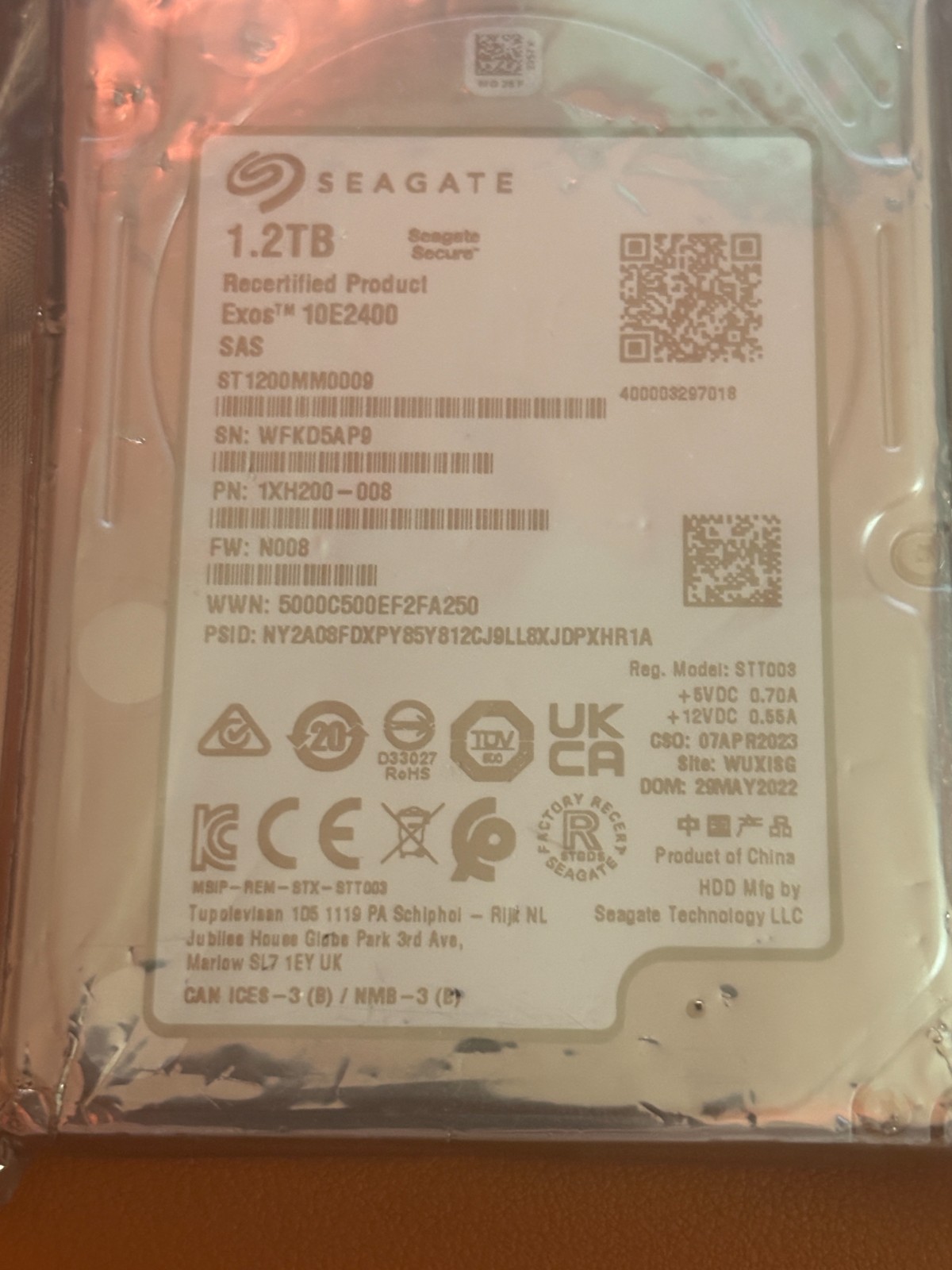Seagate Exos 10E2400 1.2TB 10K RPM 12Gb/s SAS 2.5'' Internal HDD ST1200MM0099