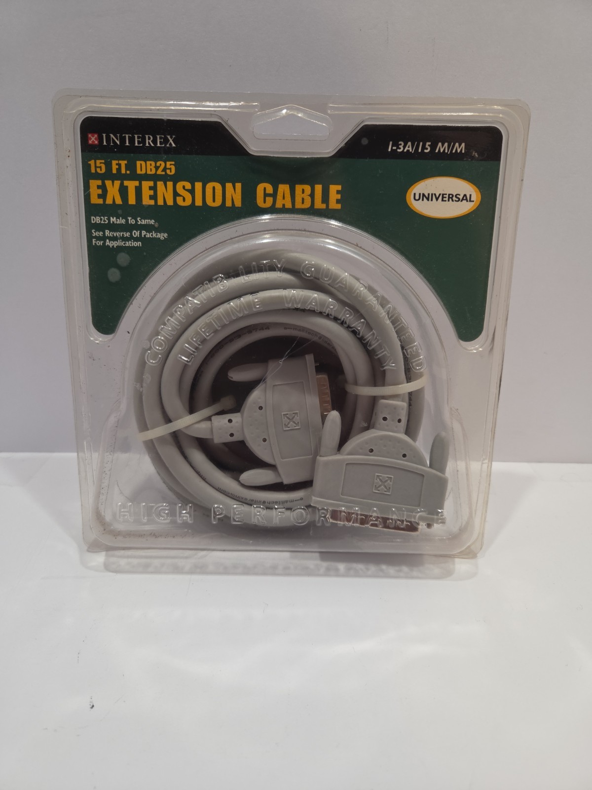 New Interex 15 FT DB25 Male to Male Serial Parallel Extension Cable I-3A /15