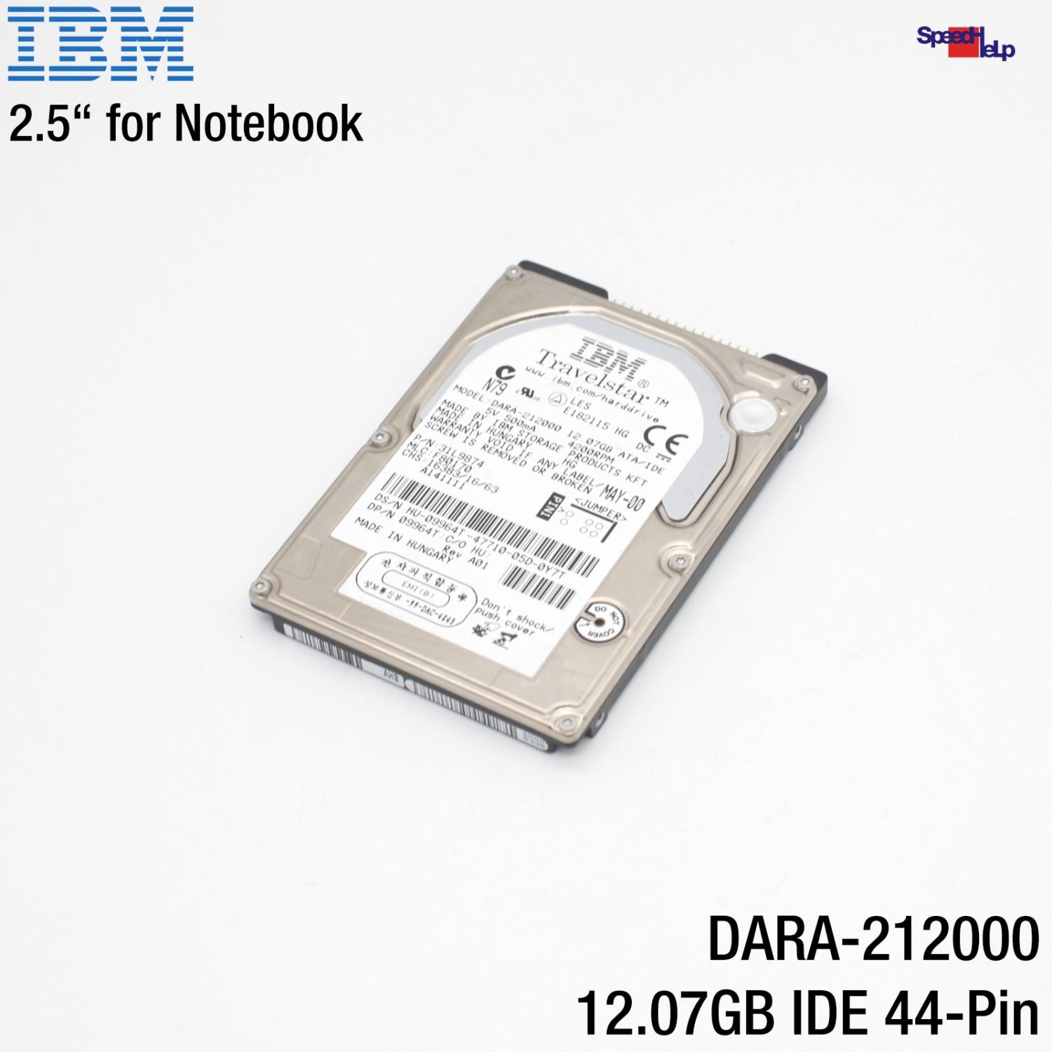 IBM DARA-21200 12.07GB 2.5" Notebook 2.5 IDE HDD Hard Drive 4200rpm