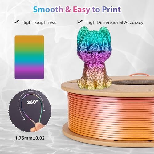 Silk Rainbow PLA Filament 1.75mm Silk PLA 3D Printer Filament Shiny Fast Color C