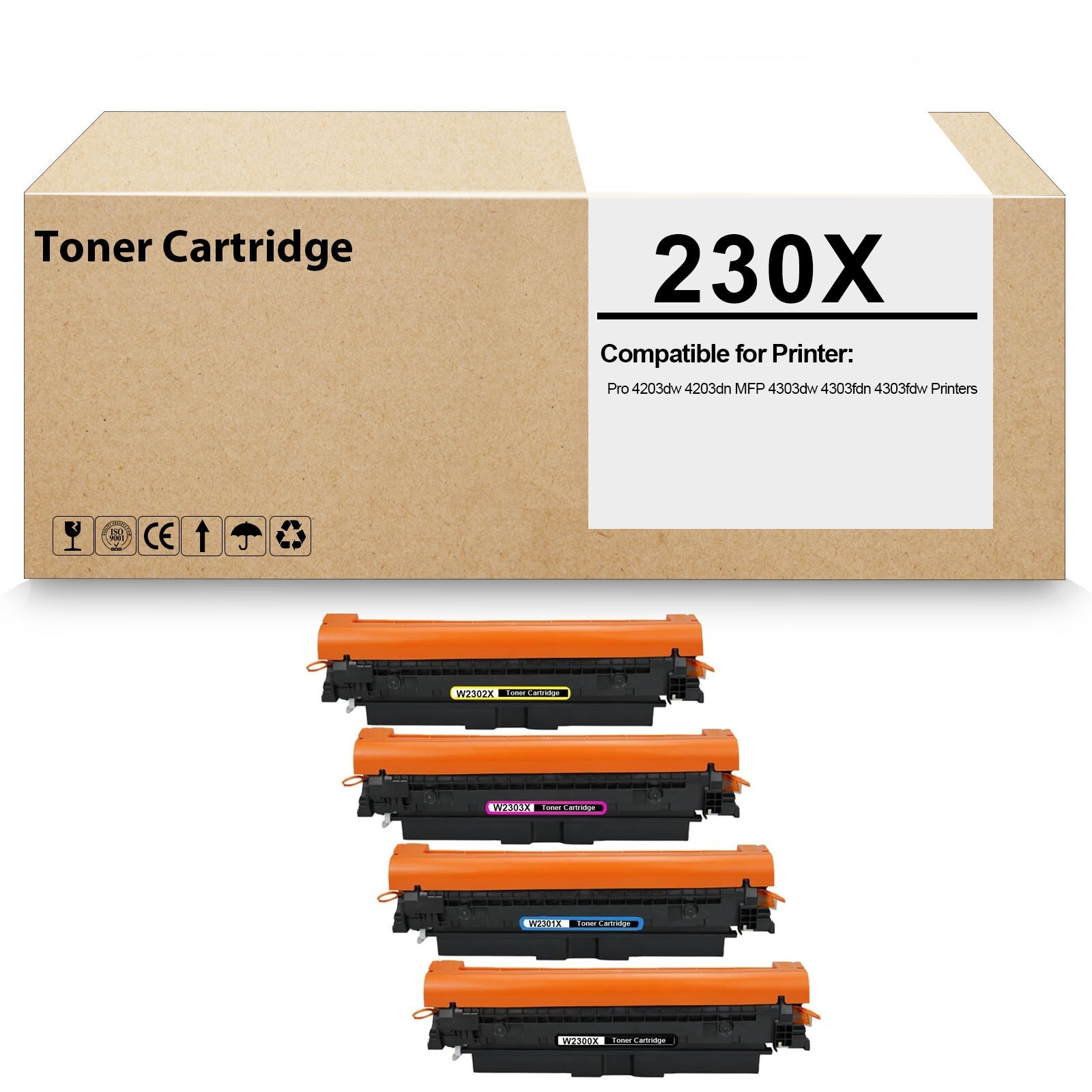 4 Packl 230X W2300X W2301X W2303X W2302X Toner Cartridge for  4203dw 4301 4303