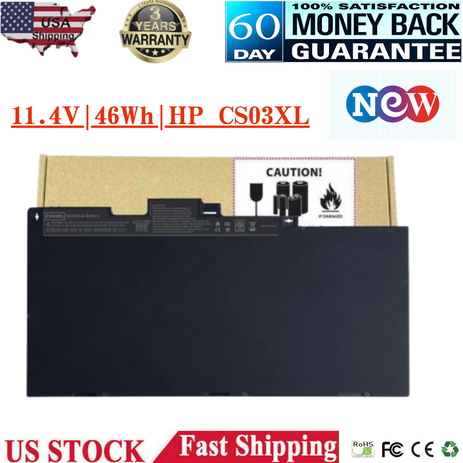 LOT CS03XL Battery for HP Elitebook 840 850 G3 G4 854108-850 800513-001 Zbook G2