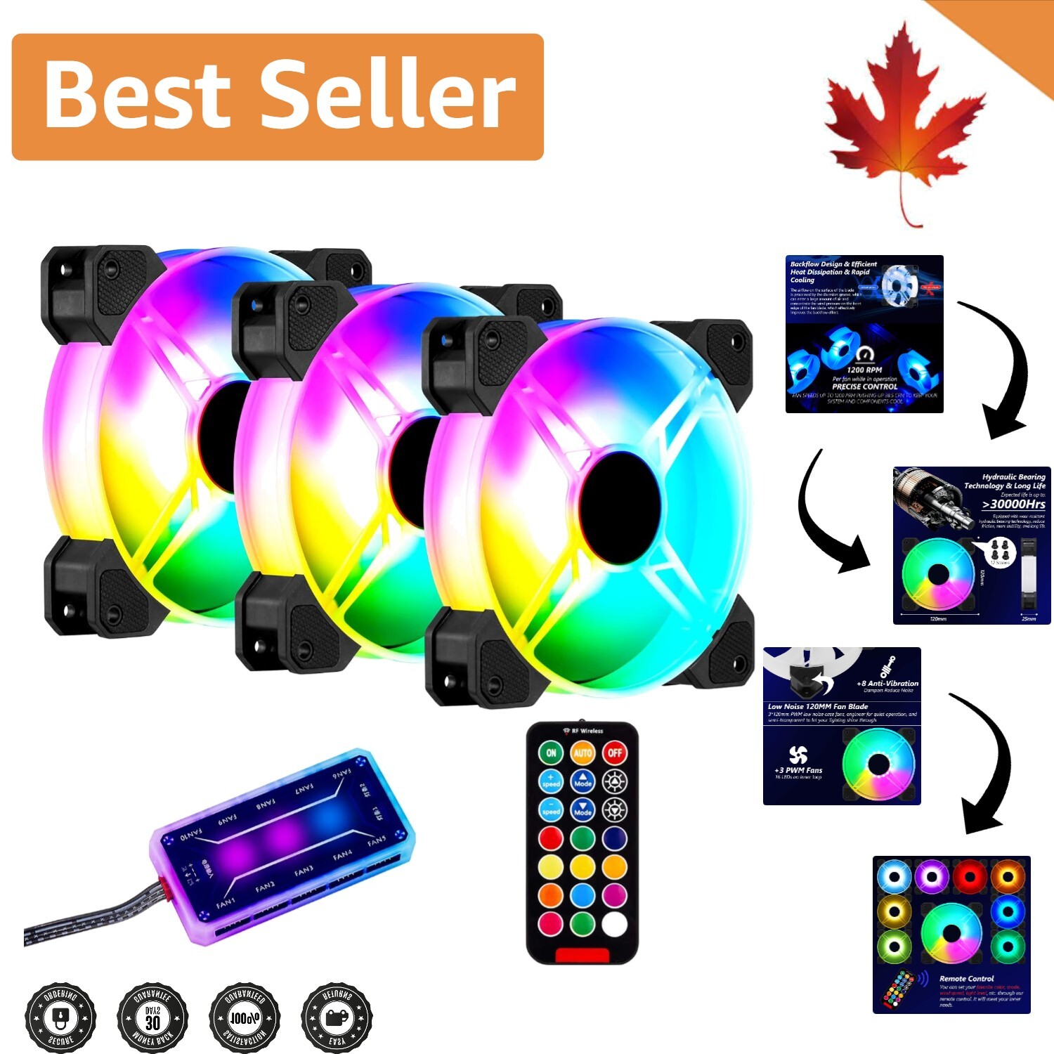 High-Performance RGB Case Fans - 120mm - Remote Control - Customizable