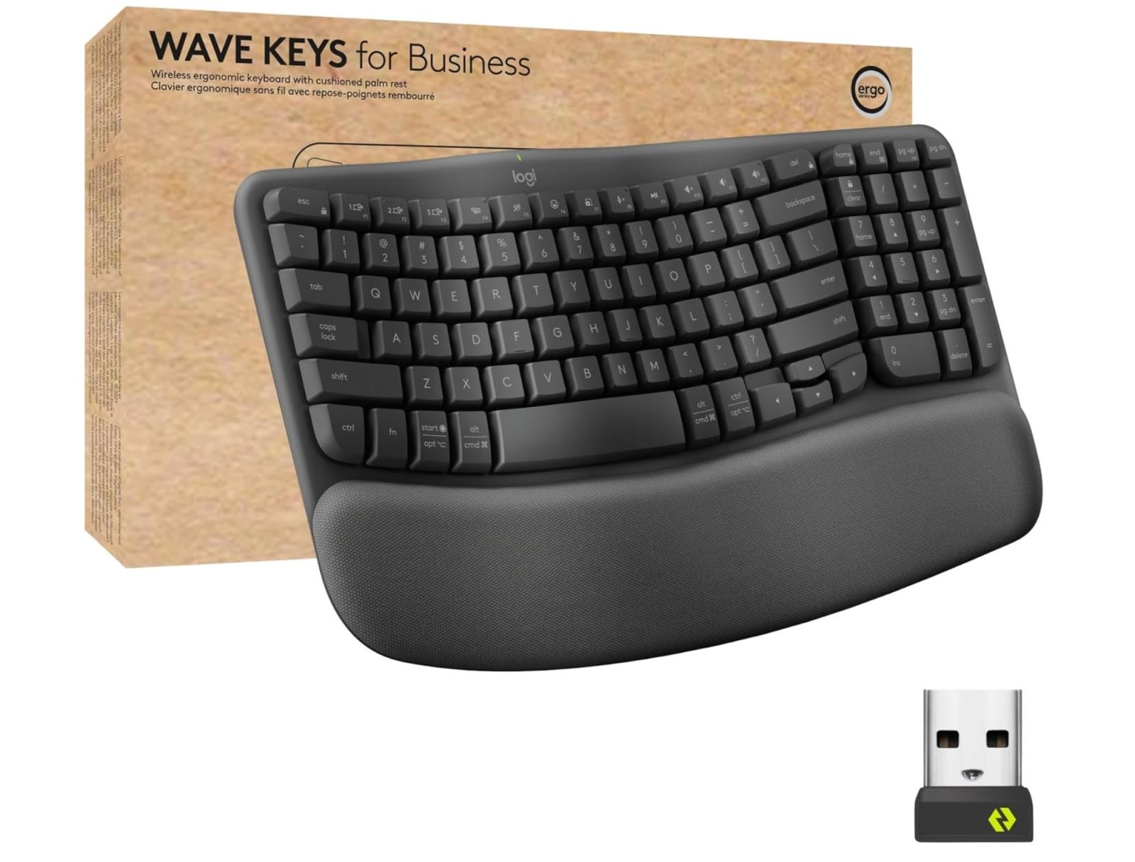 Logitech Wave Keys for Business Wireless Ergonomic Keyboard - Graphite