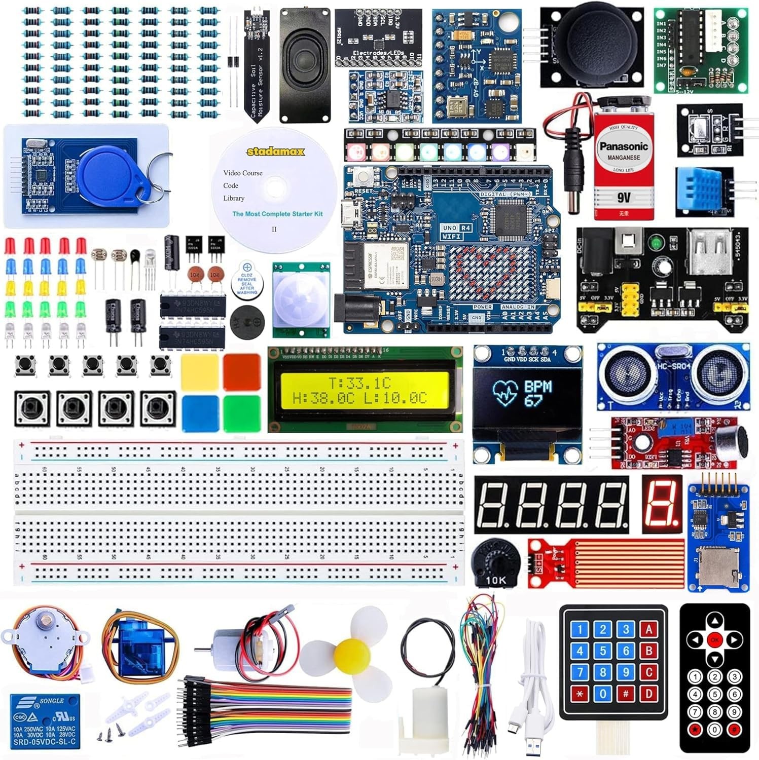 UNO R4 WiFi Super Starter Kit Compatible with Arduino IDE STEM Electronics Ci...