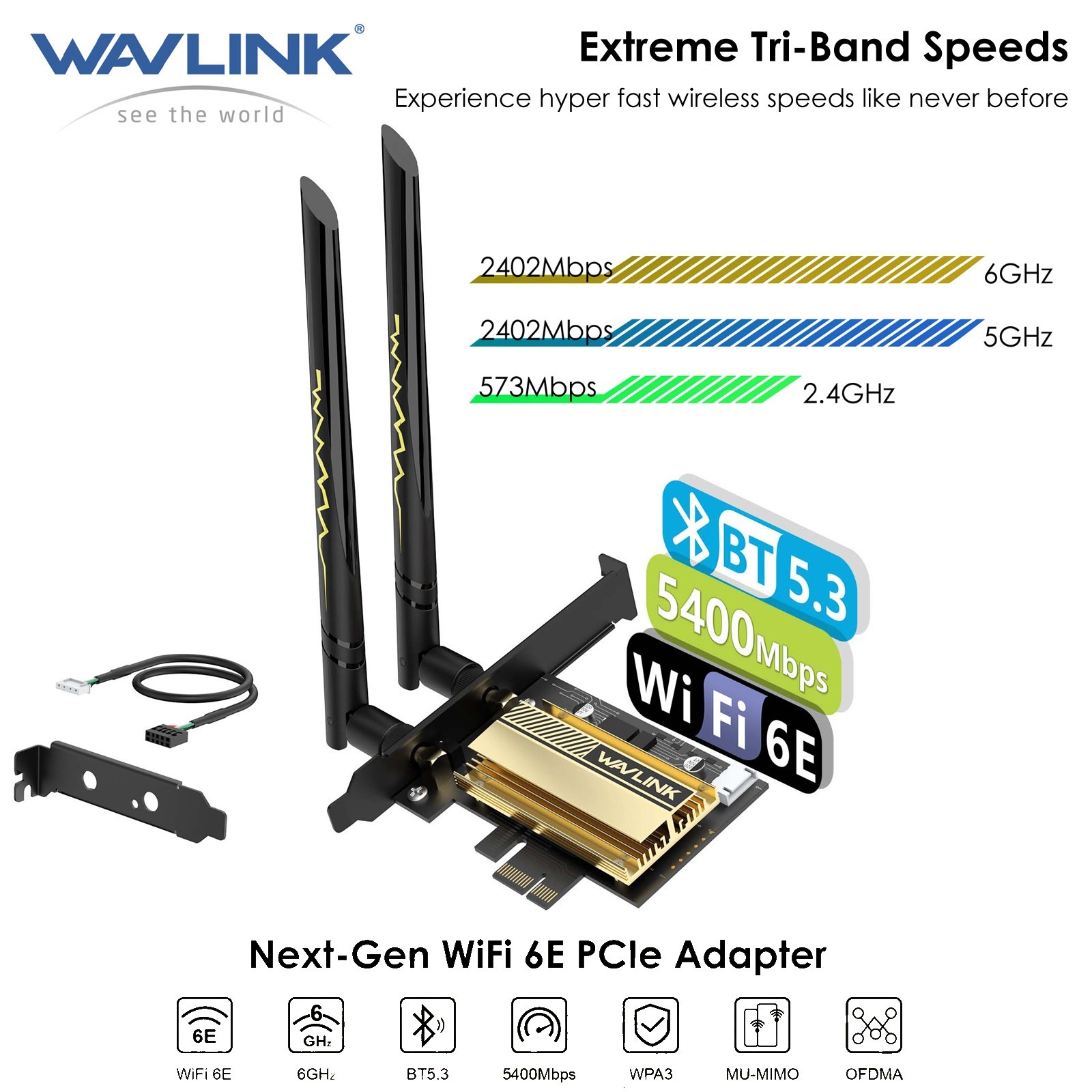AX210 WiFi6E PCI-E Tri-band Bluetooth 5.3 Network Card 5400Mbps Wireless Adapter