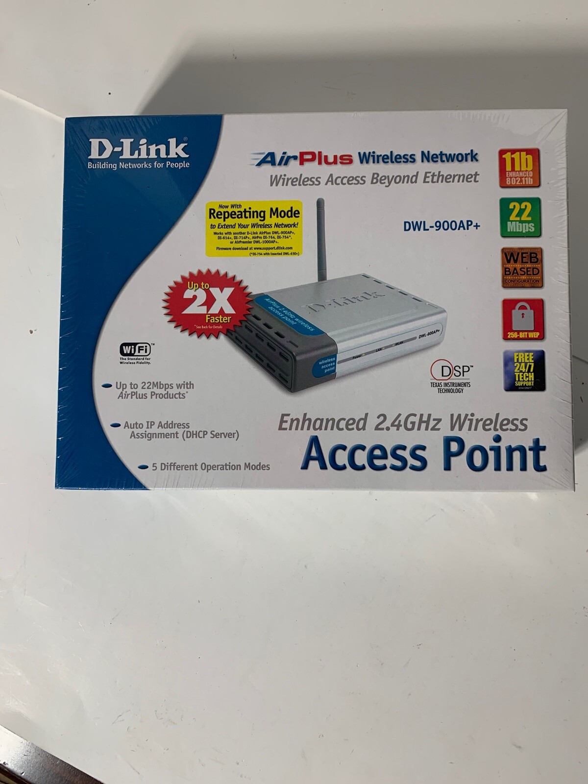 Enhanced D-Link 2.4 GHz Wireless DWL-900AP+ Access Point. 