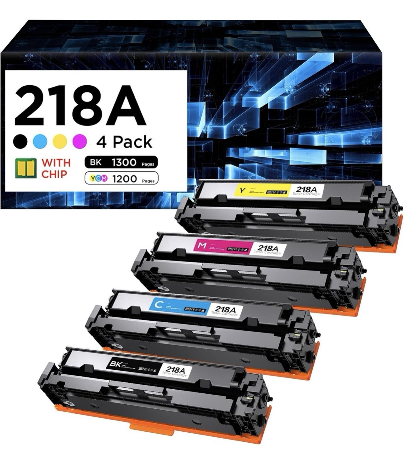 218A 4 Pack With Chip Toner Compatible for HP 3201dw 3301cdw 3301sdw Printers