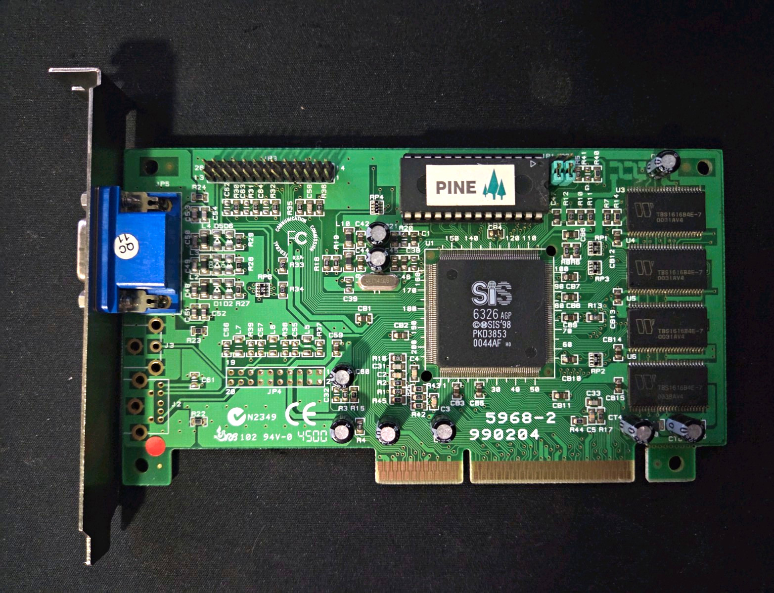 UNTESTED 1998 SiS 6326 PINE AGP 8MB VGA Graphics Card