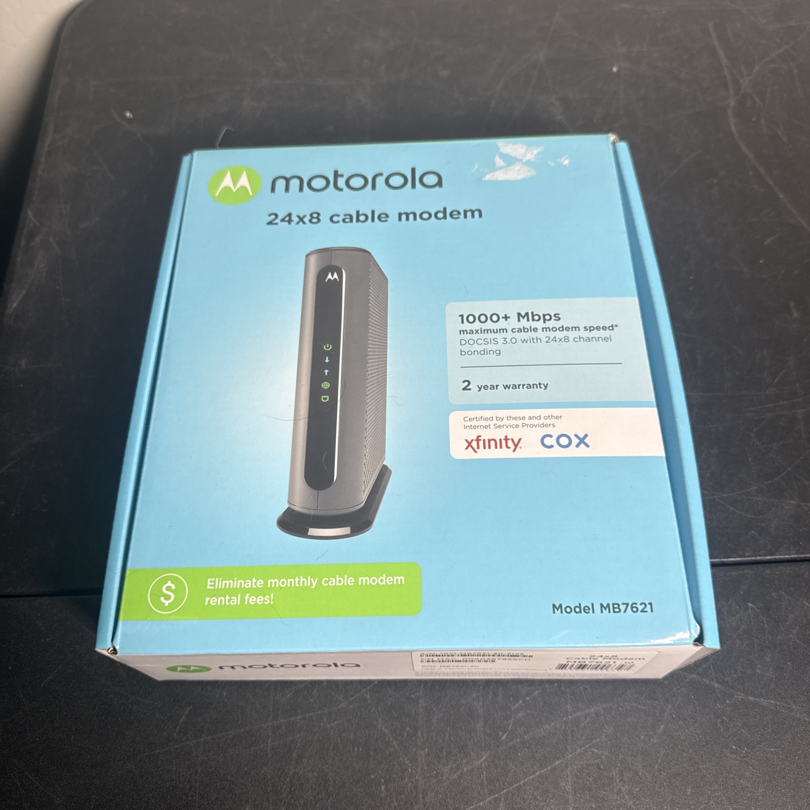 MOTOROLA 24x8 Cable Modem MB7621 1000+ MBPS Xfinity Cox Open Box