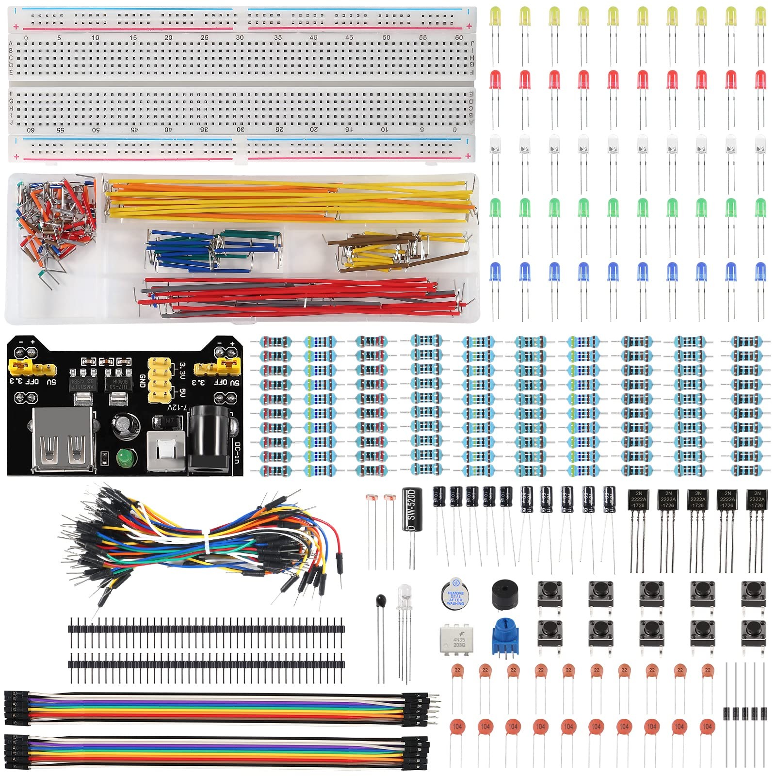 Electronic Breadboard Component,Electronic Fun Kit with 830 Tie Point Breadbo...