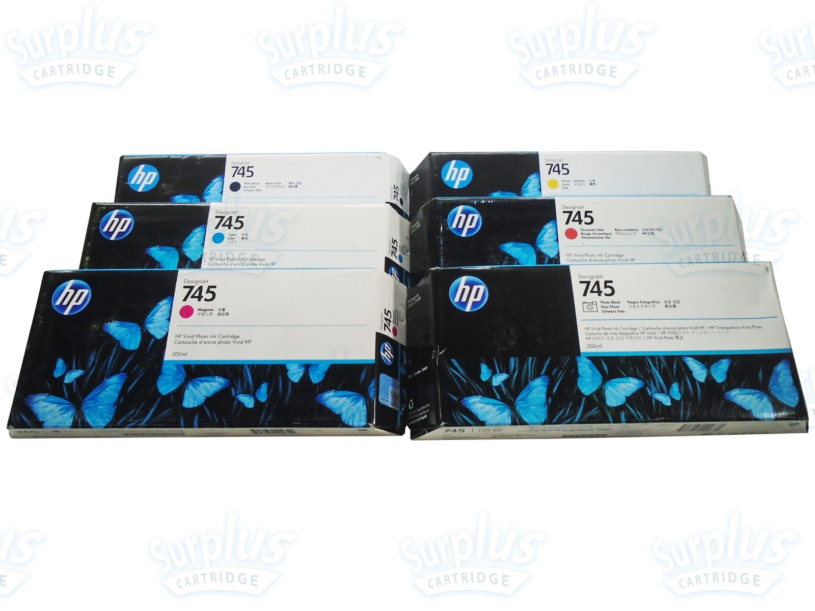 6/Pack Genuine HP 745 300ml Ink Cartridge Designjet Z2600 Z5600