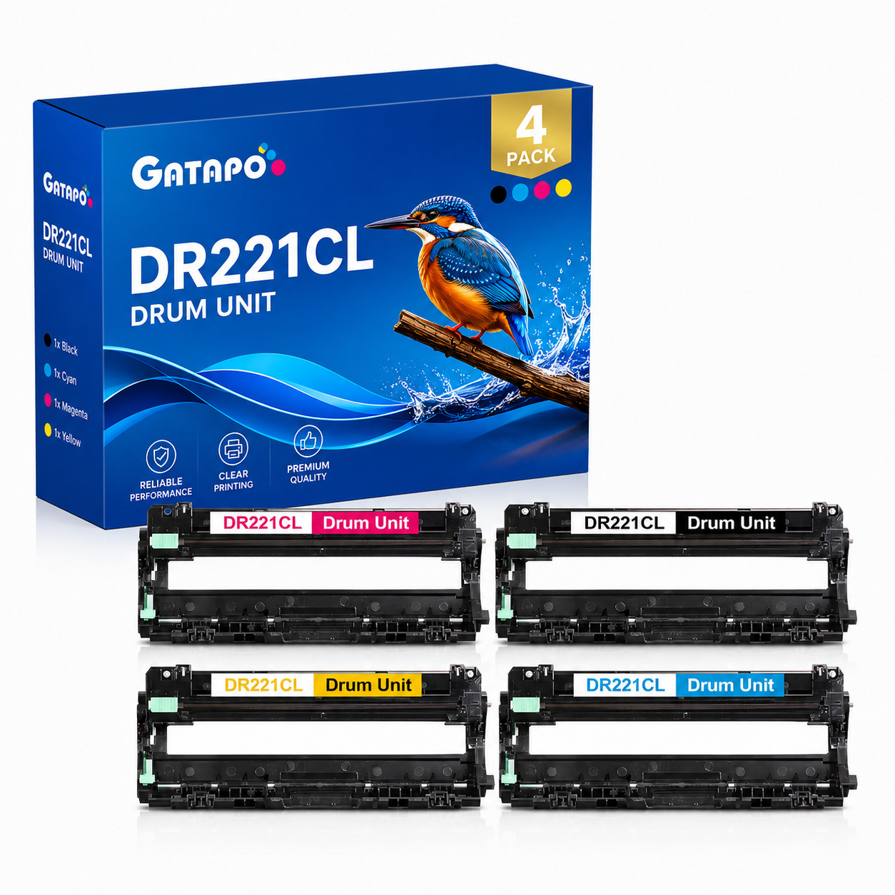 DR221CL-4PK BK/C/M/Y Drum Unit Replacement for  DR221 MFC-9130CW