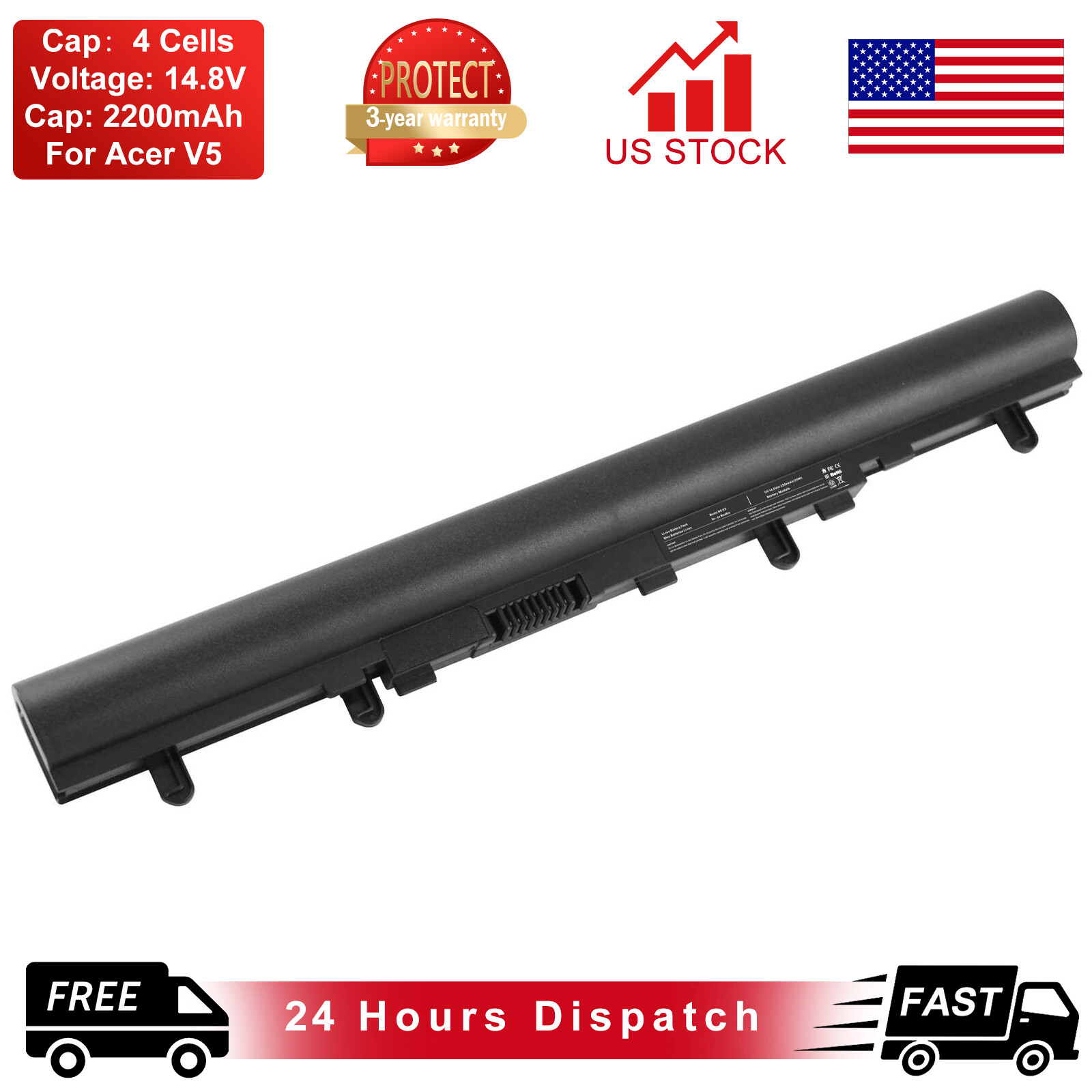 32Wh Replacement Battery for Acer Aspire V5-431 V5-471 Laptop 4ICR17/65 AL12A32