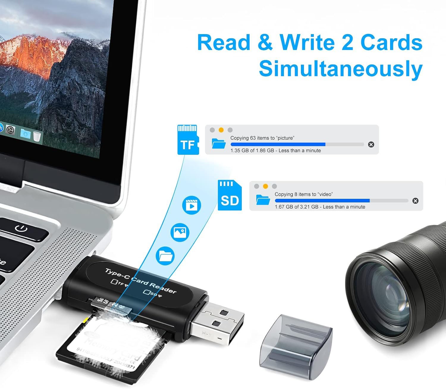 Card Reader USB 3.0 To SD Micro TF Memory Card Adapter PC Laptop Accessories Lot
