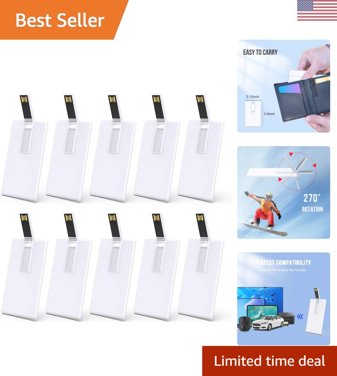 50-Pack 2GB Credit Card Shape USB Flash Drives - Elegant & Practical Storage