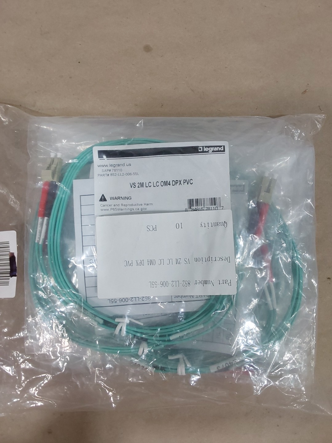 NEW Legrand VS 2M LC LC OM4 DPX PVC (LOT OF 10)....V15