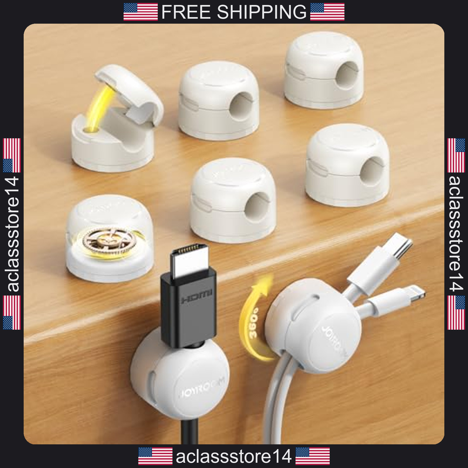 Joyroom 8-Pack Magnetic Cable Clips Organizer Cord Holder with Adhesive
