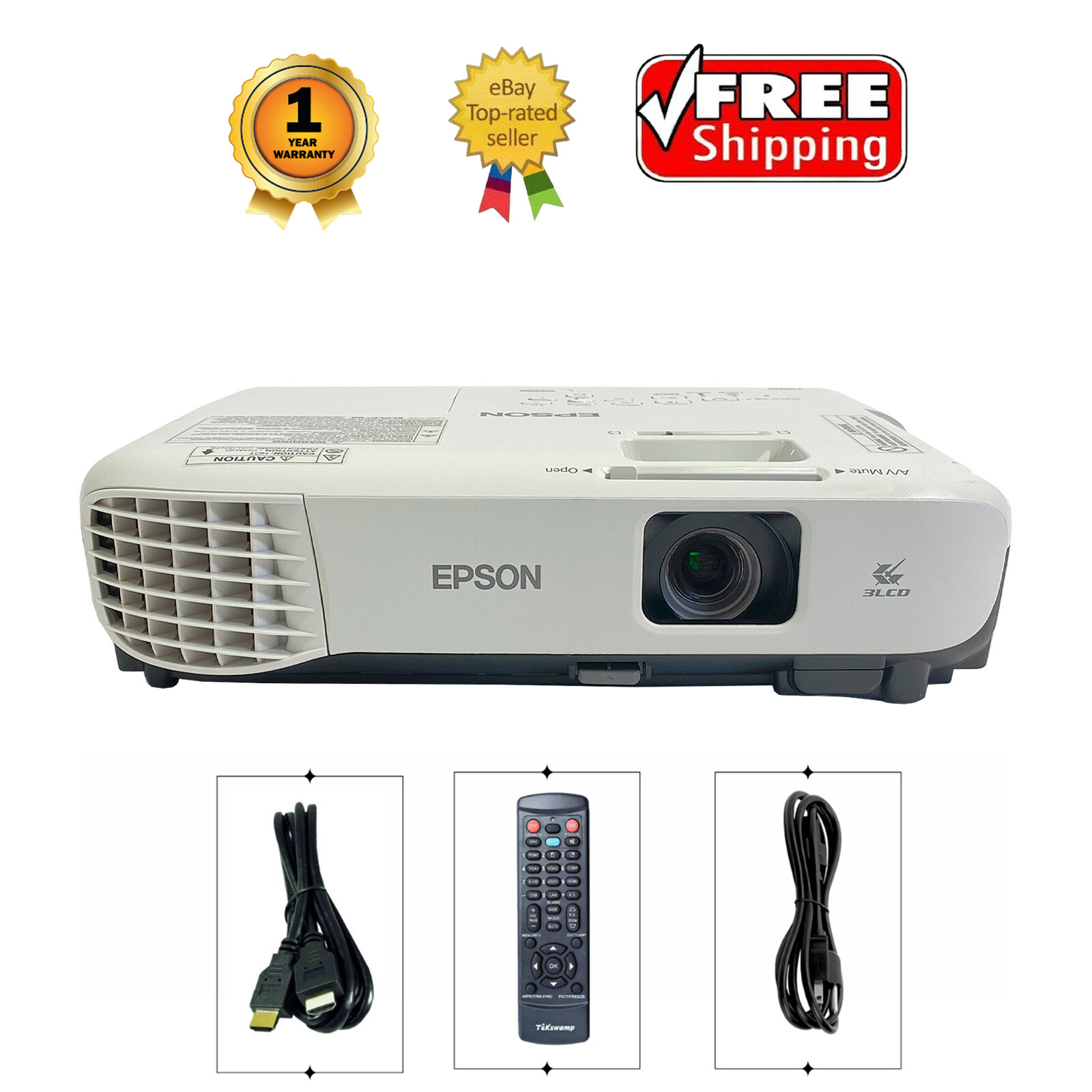 Epson VS250 3LCD Portable Projector 3200 Lumens HDMI HD 1080P w/Accessories