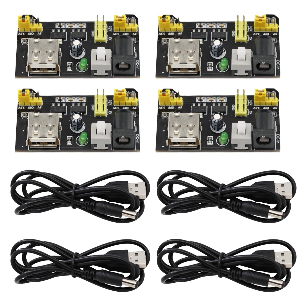 4PCS 3.3V/5V USB Power Supply Module for MB102 Prototyp Breadboard Kit DC 6.5...