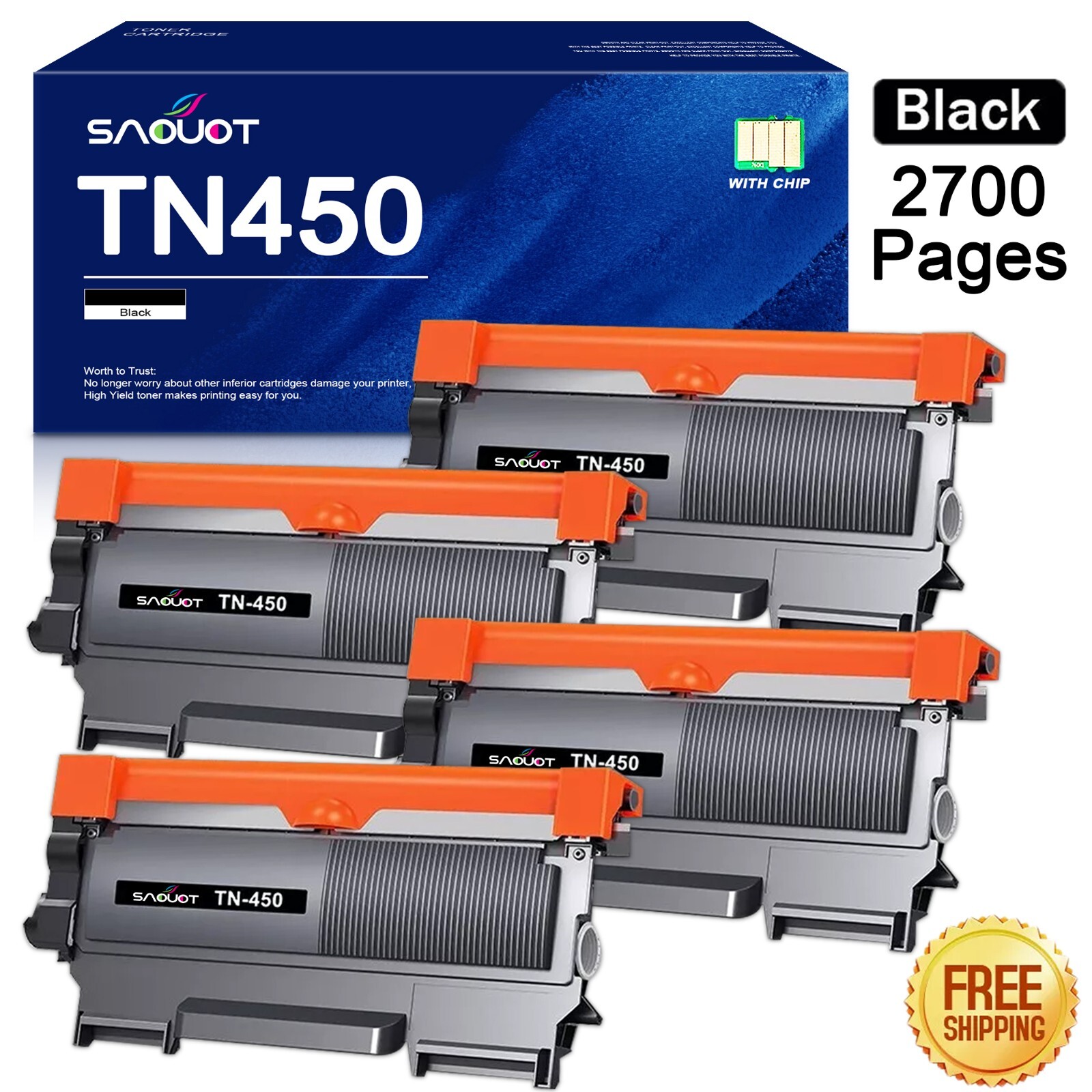 4PK TN450 Toner Cartridge For Brother HL-2270DW HL-2280DW HL-2230 Intellifax2840
