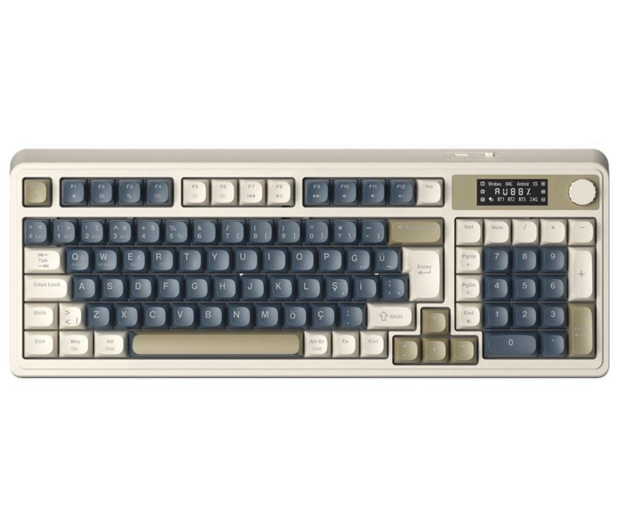 AULA S99 Pro Wireless Gaming Keyboard RGB Bluetooth 2.4G USB-C Cream Blue