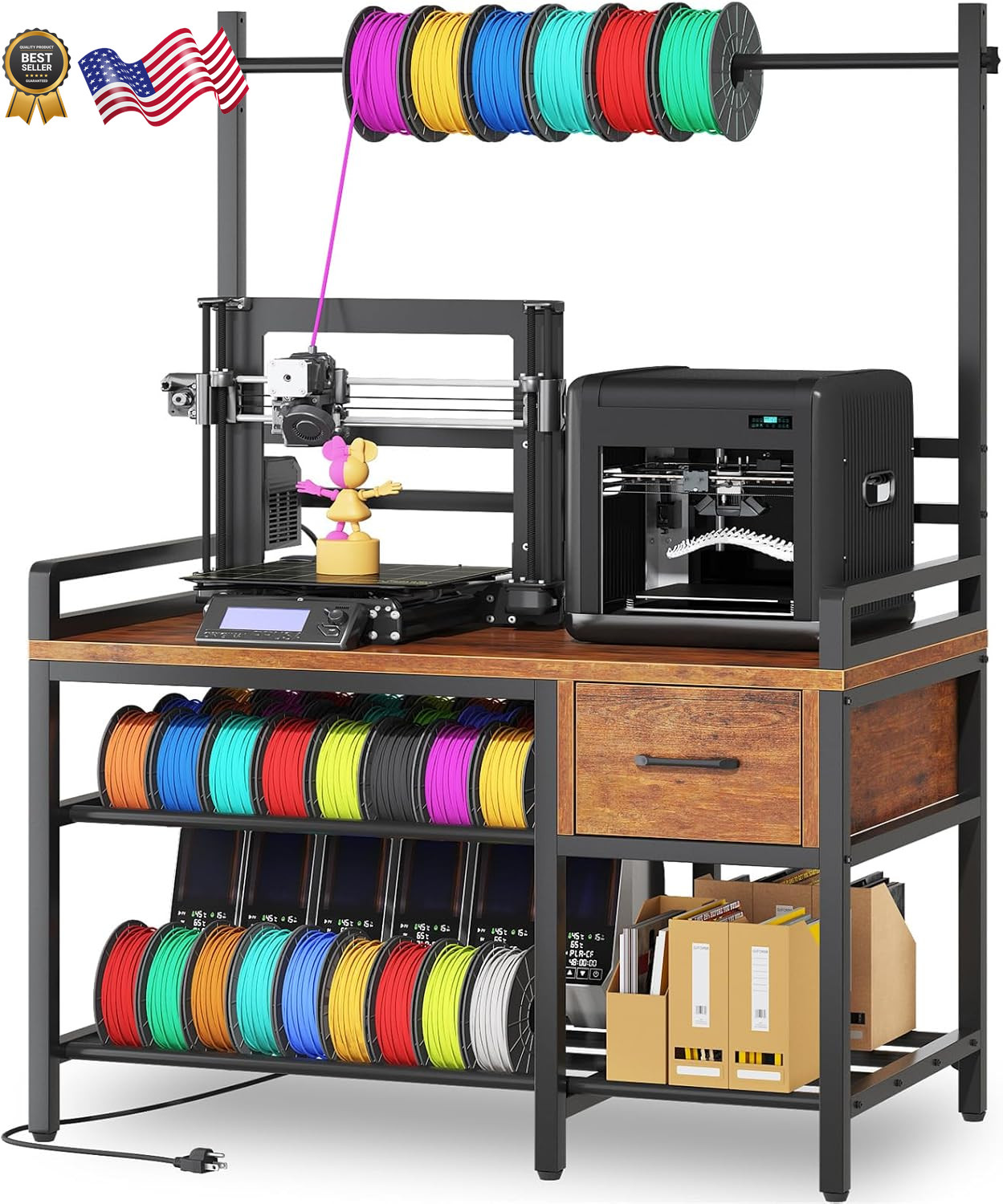 3D Printer Stand with Filament Storage Heavy Duty Metal 3D Printer Table NEW