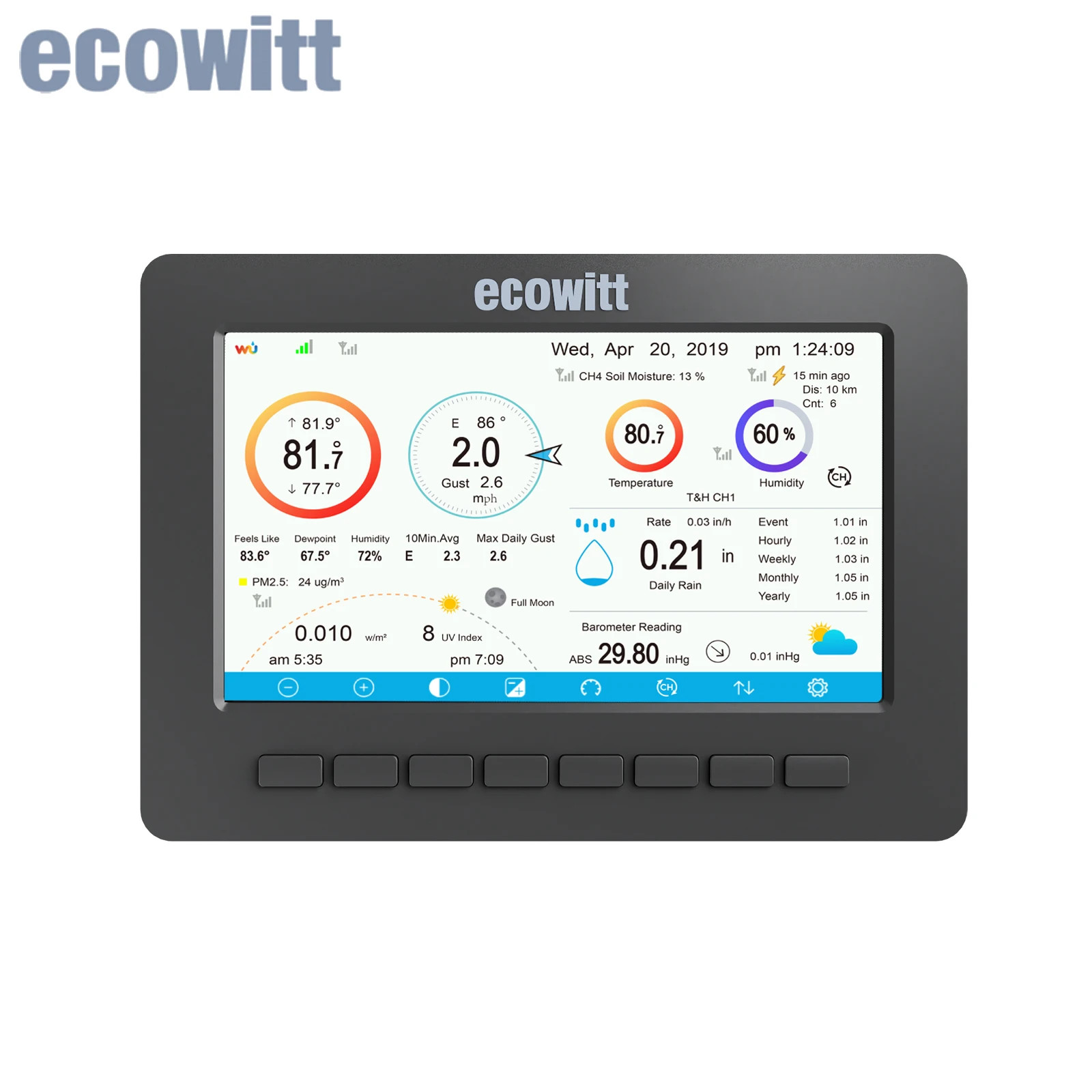 ECOWITT HP2550_C Console 7" TFT Color Display Wi-Fi Weather Station 915MHz