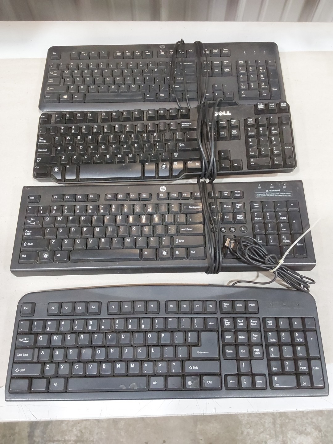MISC KEYBOARDS,(LOT OF 4) HEWLETT PACKARD, Dell, Unbranded All Are USB
