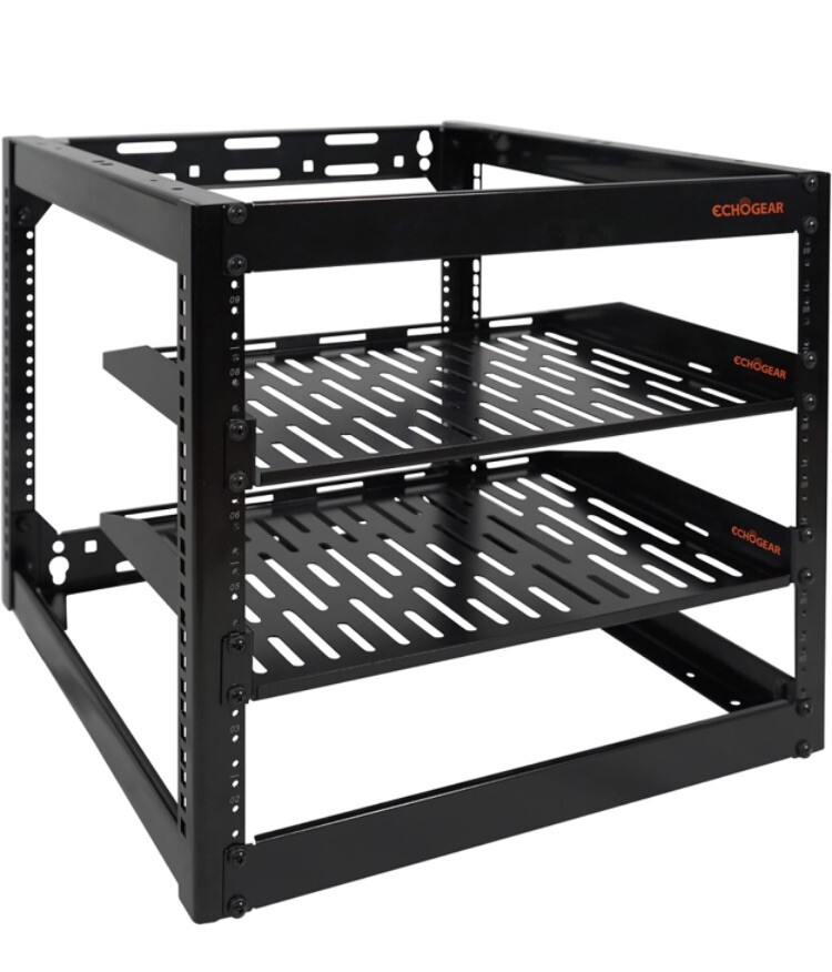 ECHOGEAR 10U Network Rack - Wall Mount -  Includes 2 1U Shelves - 