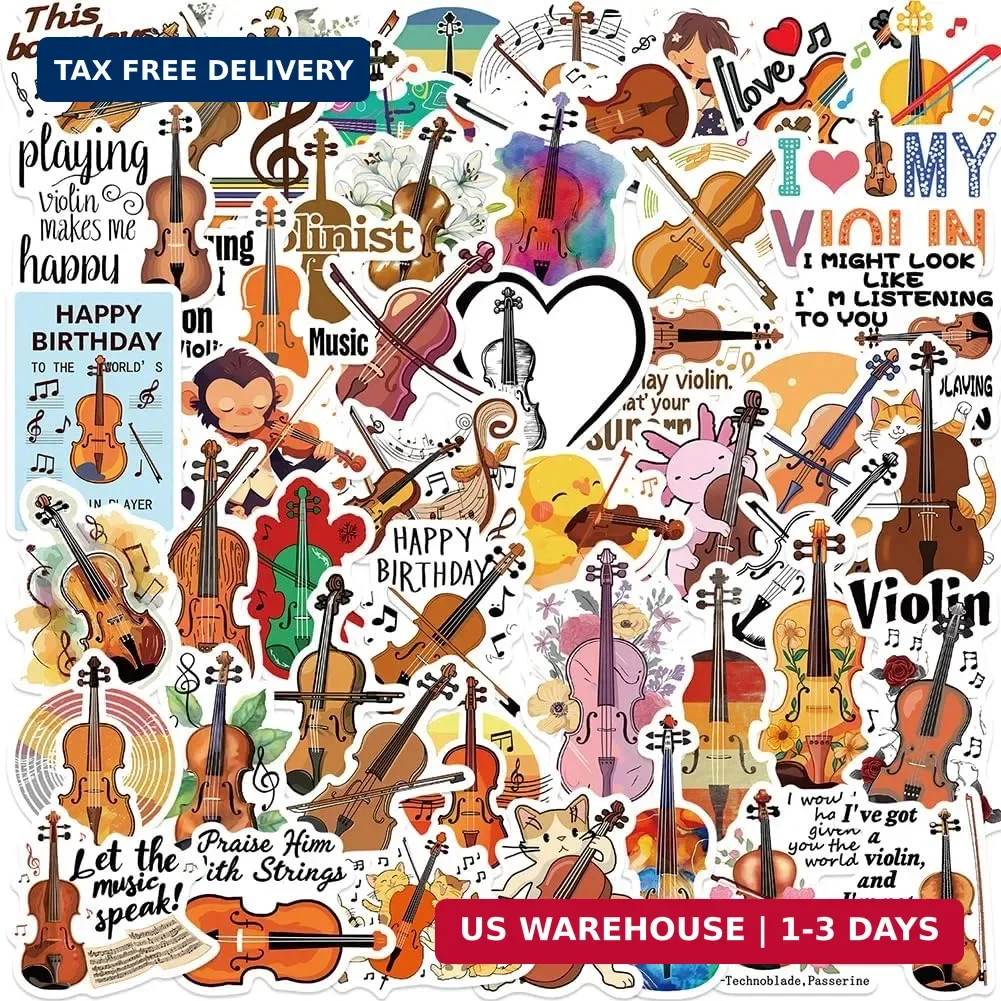 Violin Stickers |50Pcs Musical Instrument Waterproof Vinyl Decals for Water B...