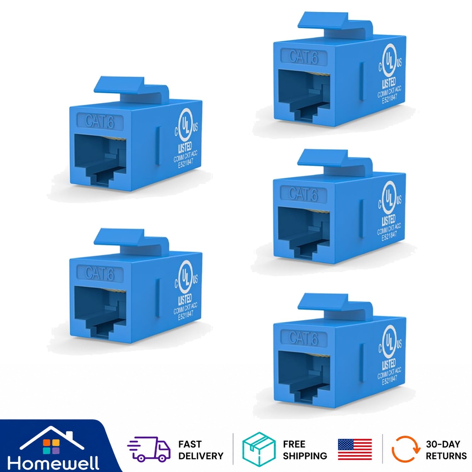 Compact Ethernet Couplers Pack –  Certified 10Gbps, Indoor/Outdoor Use