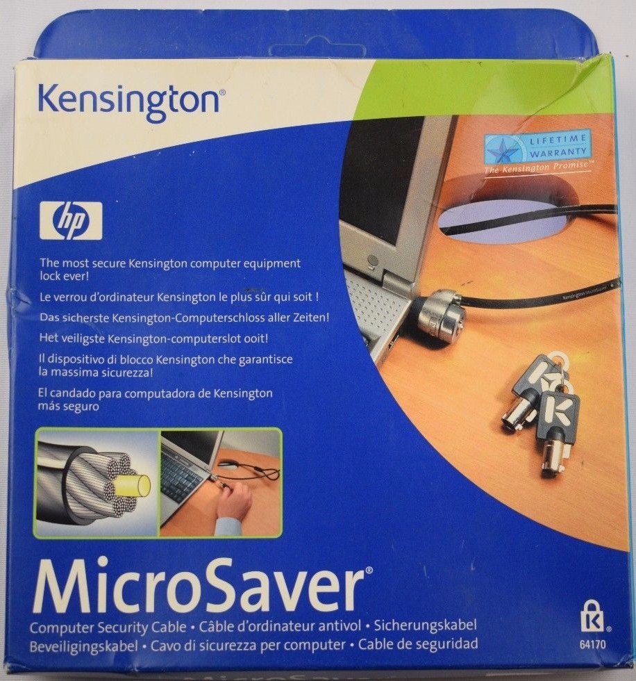 Kensington Microsaver Lock For Notebook Computers, Monitors HP Branded       E-1