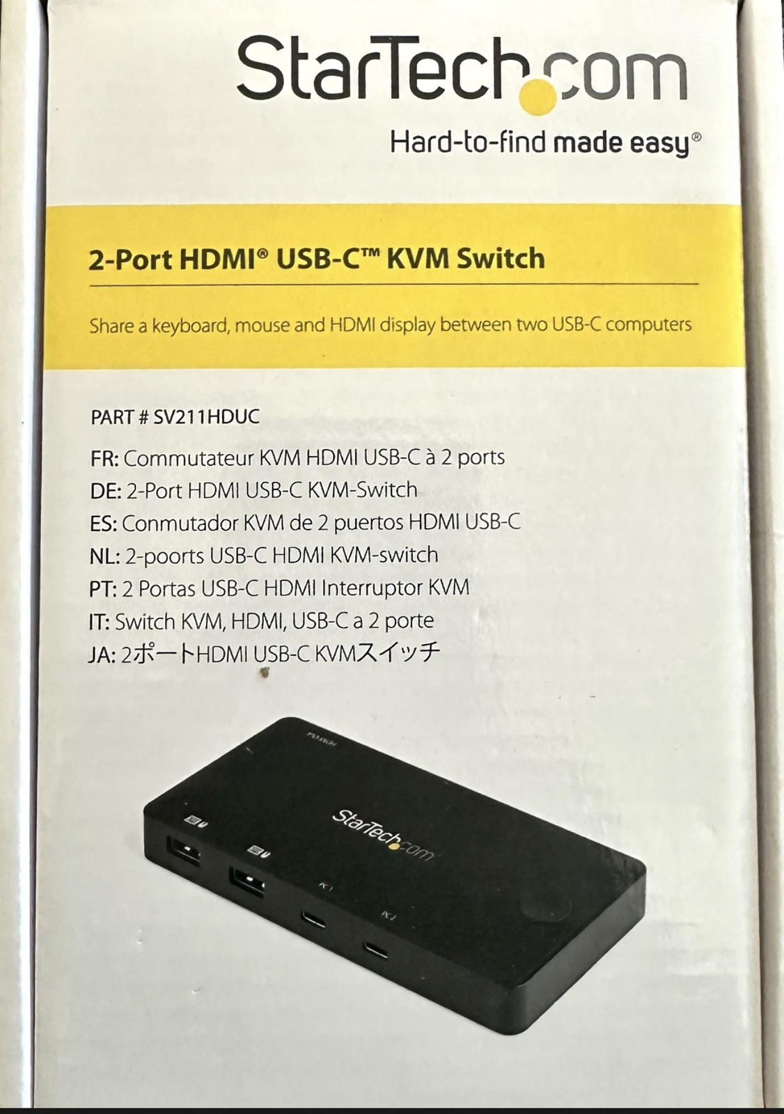 StarTech 2 Port 4K 60Hz HDMI Compact Desktop KVM Switch w/USB Type-C SV211HDUC